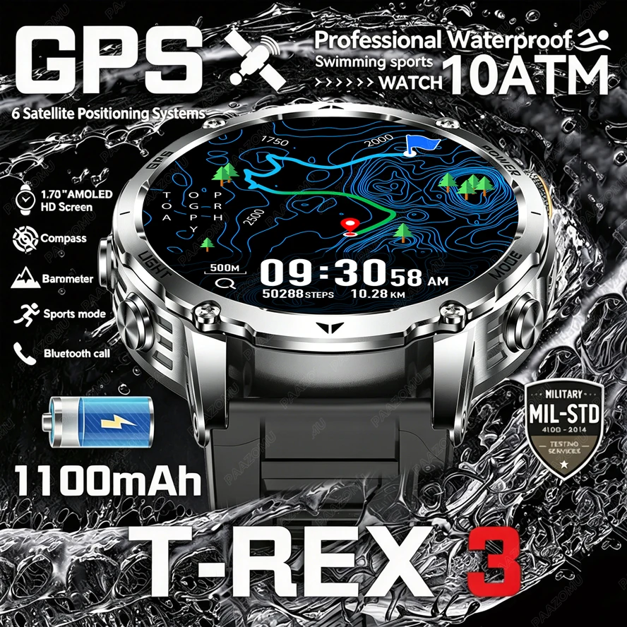 Smartwatch M Active - Smartwatch T-Rex 3 Military Grade z